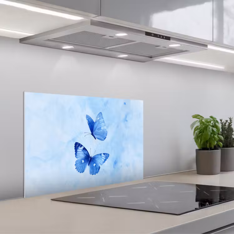 Salpicaderos de cocina - Mariposas - Ornamental - Azul — 1