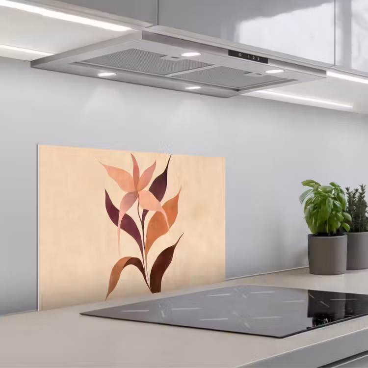 Salpicaderos de cocina - Minimalista - Flor - Hojas - Beige — 1