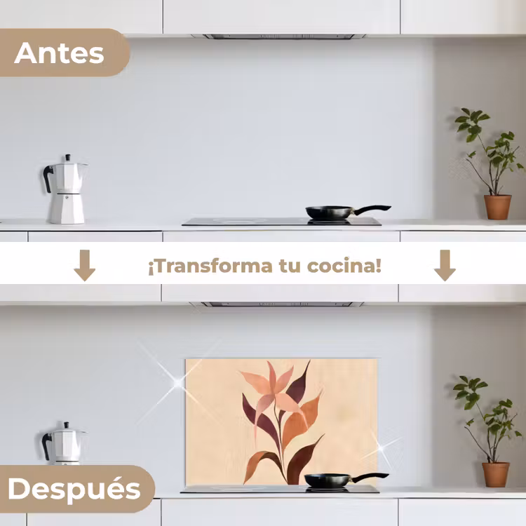 Salpicaderos de cocina - Minimalista - Flor - Hojas - Beige — 7