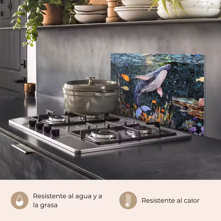 Salpicaderos de cocina - Mosaico - Ballena - Coral - Agua — 2
