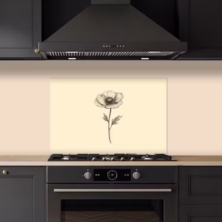 Salpicaderos de cocina - Amapola - Ilustración - Negro — 5