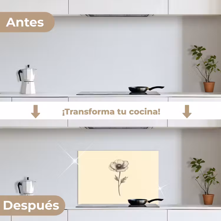 Salpicaderos de cocina - Amapola - Ilustración - Negro — 7