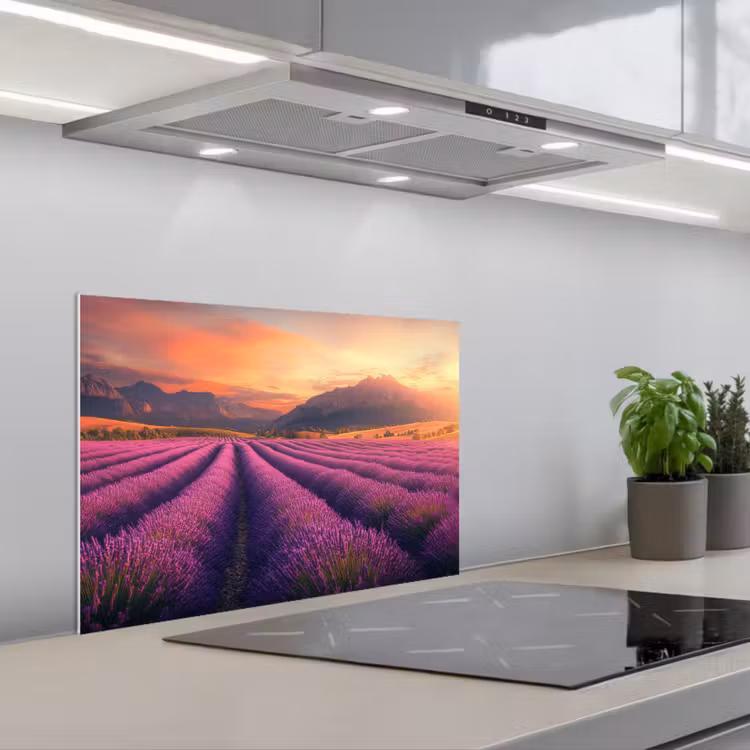 Salpicaderos de cocina - Campo de lavanda - Atardecer - Morado — 1