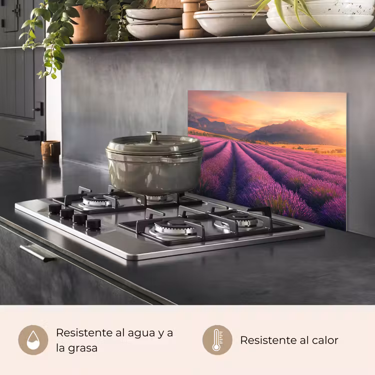 Salpicaderos de cocina - Campo de lavanda - Atardecer - Morado — 2