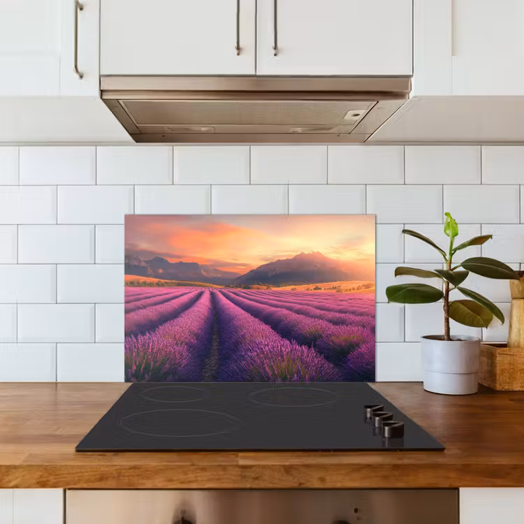 Salpicaderos de cocina - Campo de lavanda - Atardecer - Morado — 3