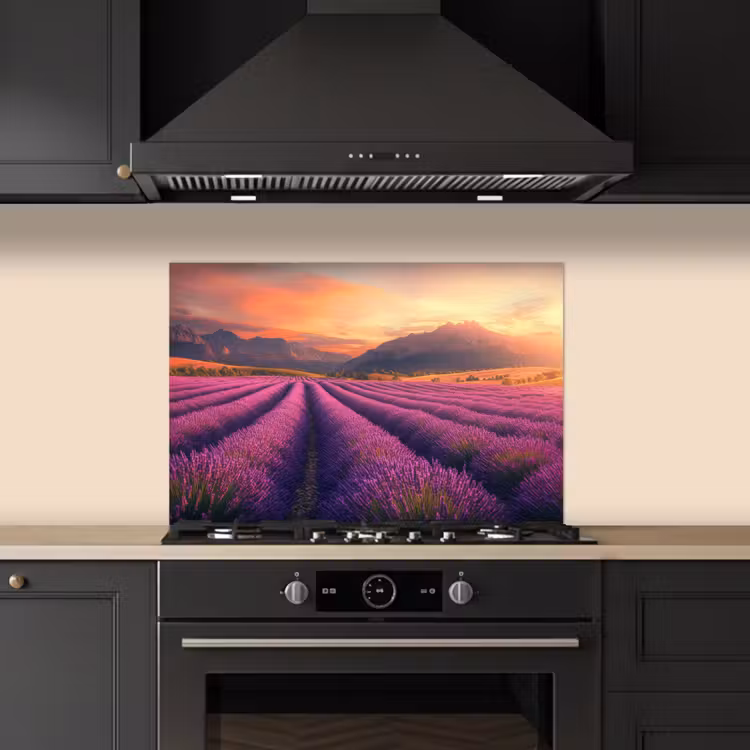 Salpicaderos de cocina - Campo de lavanda - Atardecer - Morado — 5