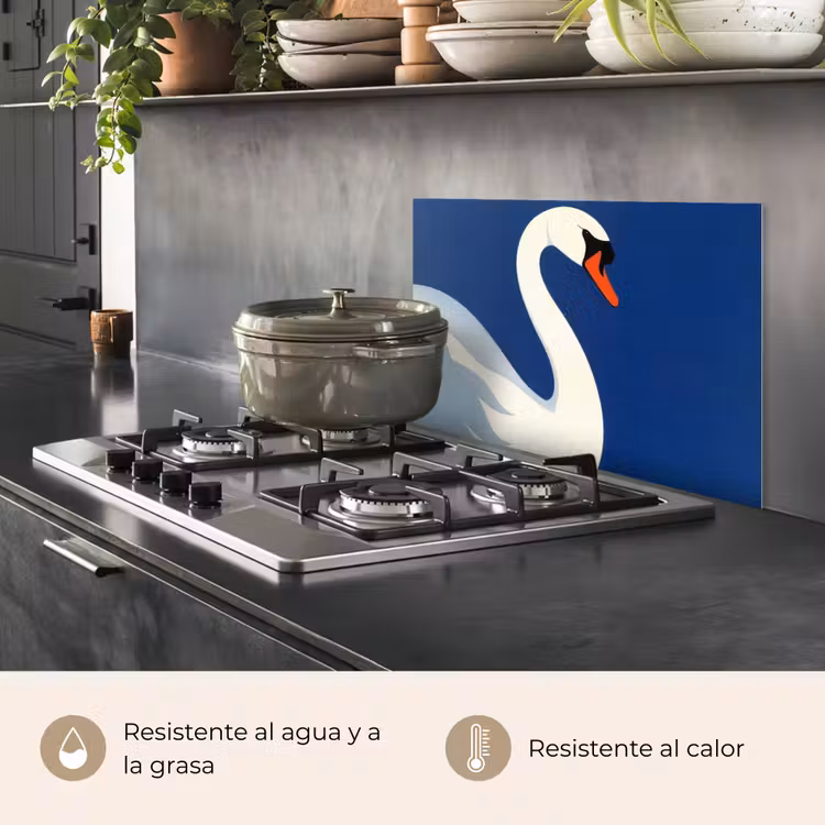 Salpicaderos de cocina - Cisne - Blanco - Pico - Ilustración — 2