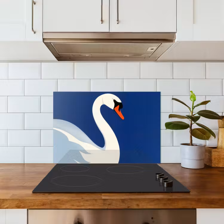 Salpicaderos de cocina - Cisne - Blanco - Pico - Ilustración — 3