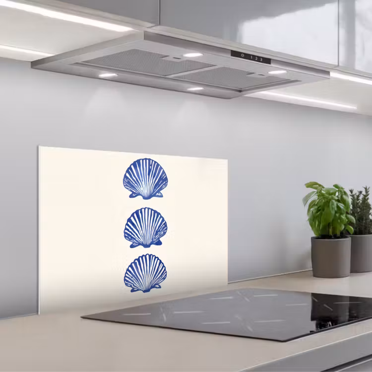 Salpicaderos de cocina - Conchas - Azul - Patrón — 1