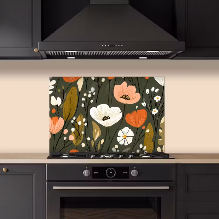 Salpicaderos de cocina - Flores - Ilustración - Verde — 5
