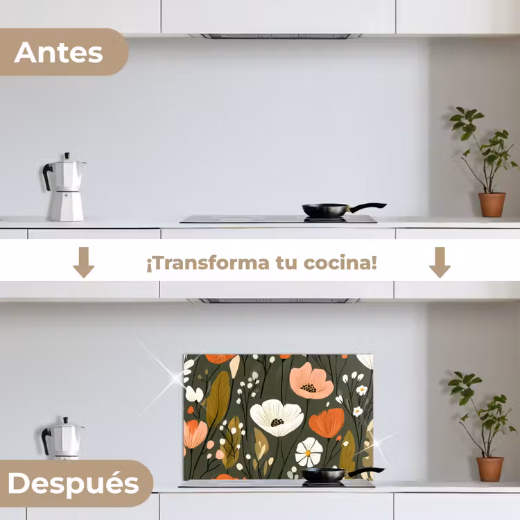 Salpicaderos de cocina - Flores - Ilustración - Verde — 7