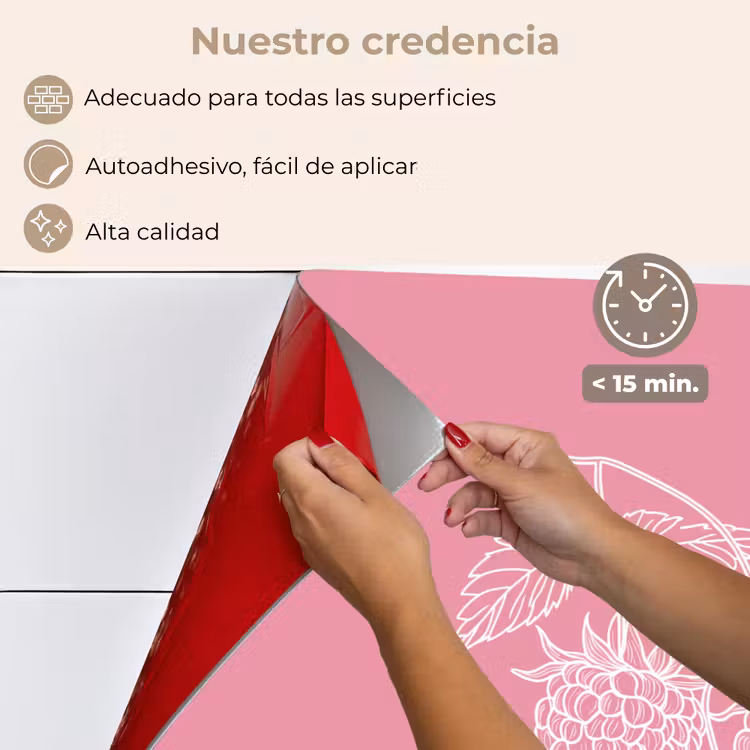 Salpicaderos de cocina - Frambuesas - Tallo - Dibujado - Rosa — 4