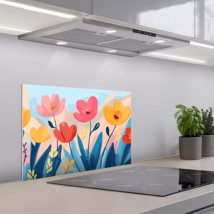 Salpicaderos de cocina - Ilustración - Flores - Colorido — 1