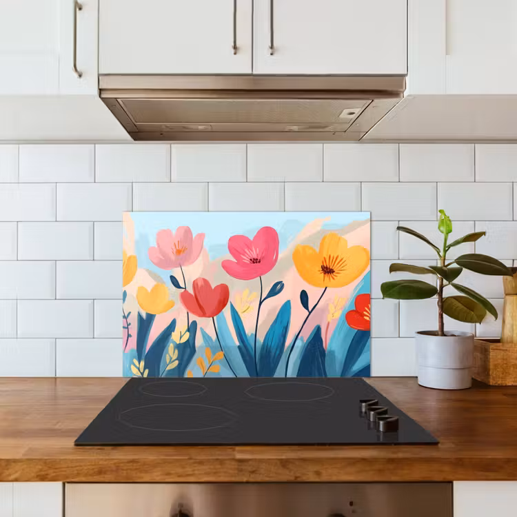 Salpicaderos de cocina - Ilustración - Flores - Colorido — 3