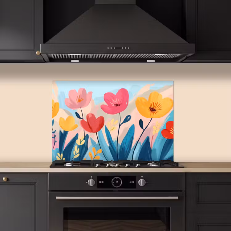 Salpicaderos de cocina - Ilustración - Flores - Colorido — 5