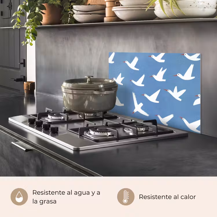 Salpicaderos de cocina - Pájaros - Blanco - Patrón — 2