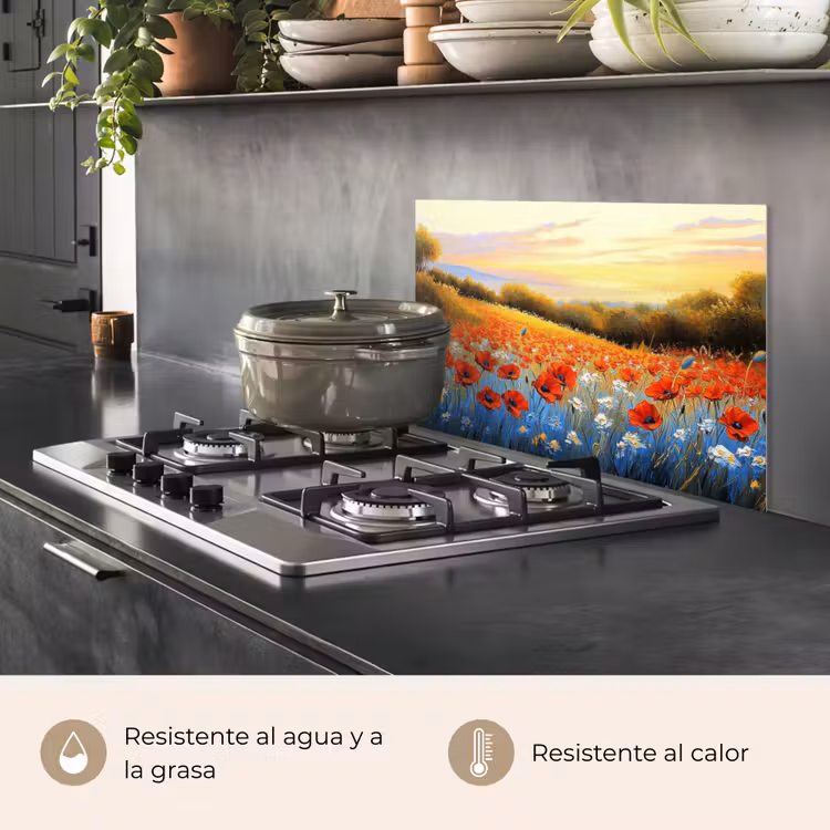 Salpicaderos de cocina - Amapola - Campo de flores - Colorido — 2