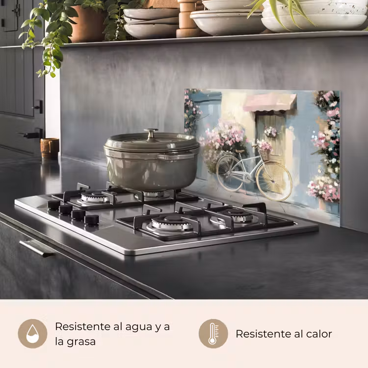 Salpicaderos de cocina - Bicicleta - Colores pastel - Flores — 2