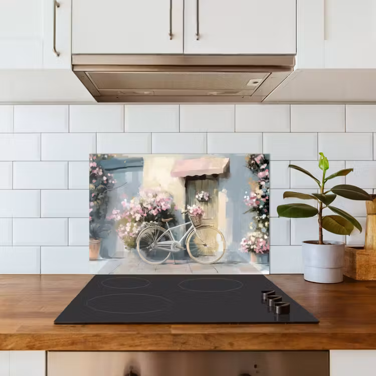 Salpicaderos de cocina - Bicicleta - Colores pastel - Flores — 3