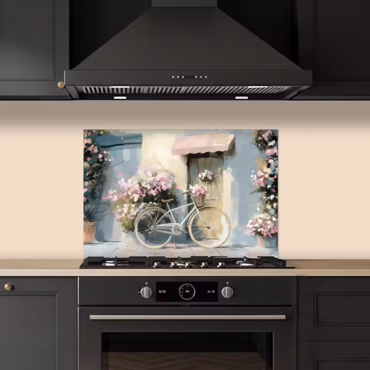 Salpicaderos de cocina - Bicicleta - Colores pastel - Flores — 5