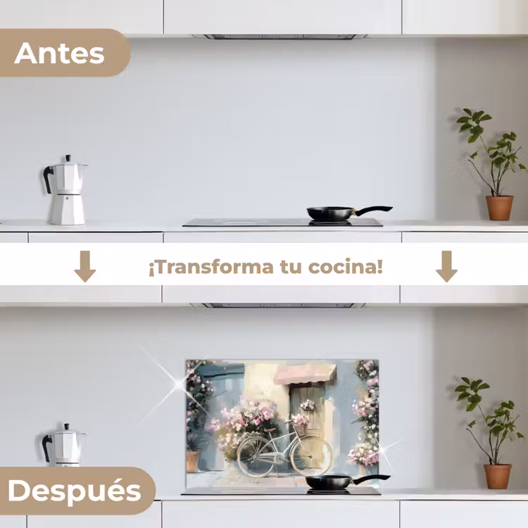 Salpicaderos de cocina - Bicicleta - Colores pastel - Flores — 7