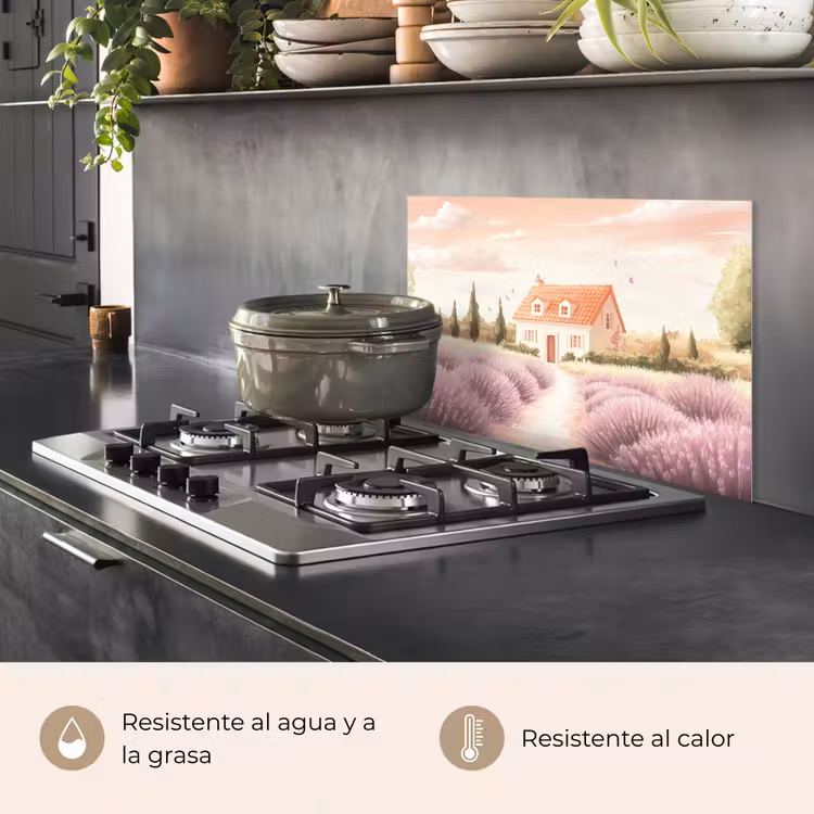 Salpicaderos de cocina - Campo de lavanda - Casa - Morado — 2