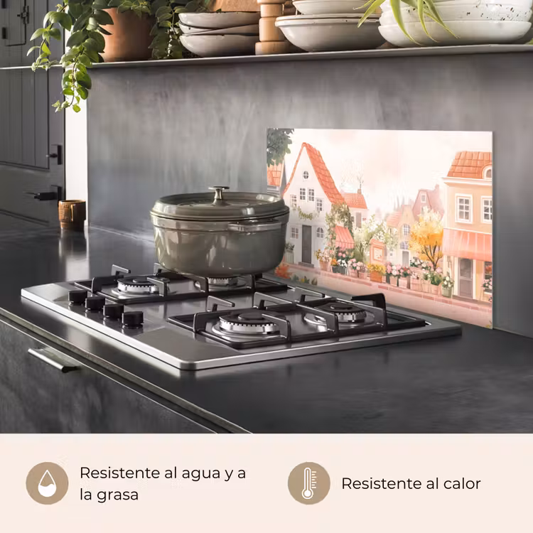 Salpicaderos de cocina - Flores - Casas - Pueblo — 2