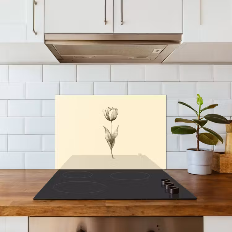 Salpicaderos de cocina - Ilustración - Tulipán - Negro — 3