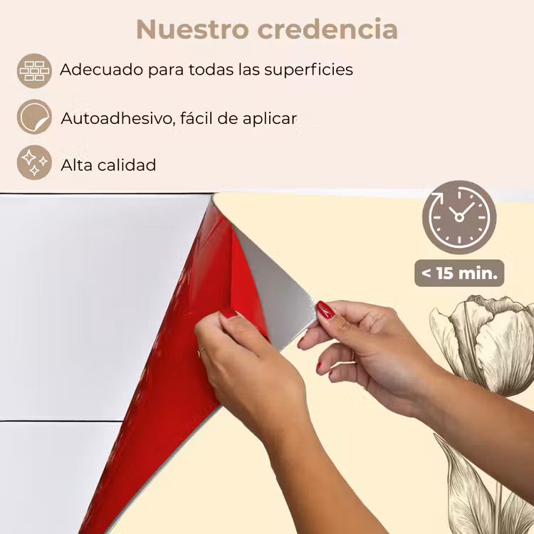 Salpicaderos de cocina - Ilustración - Tulipán - Negro — 4