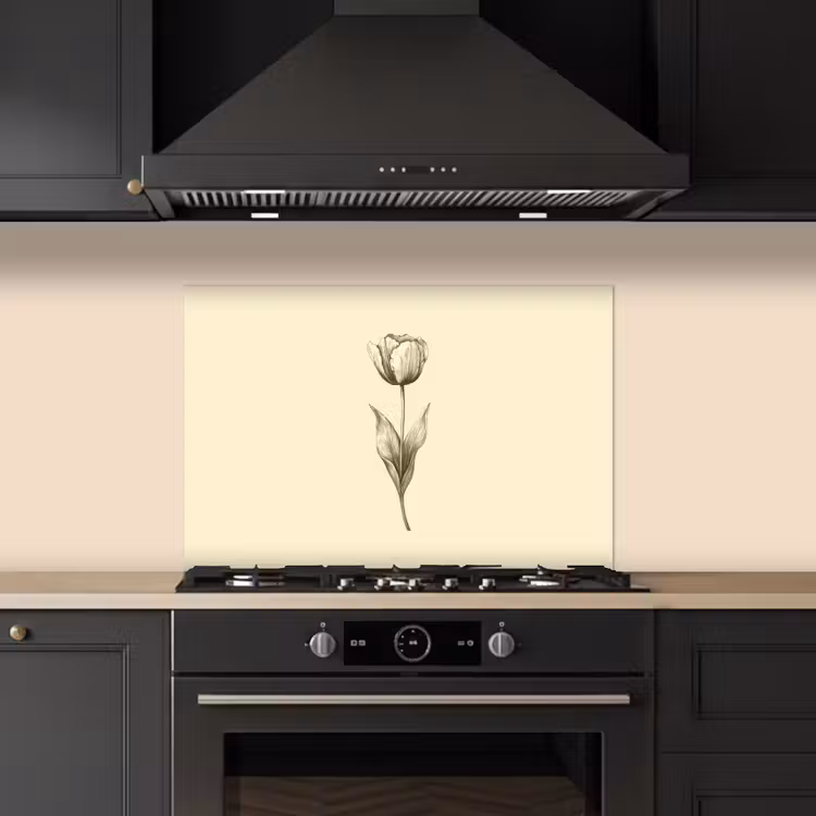 Salpicaderos de cocina - Ilustración - Tulipán - Negro — 5