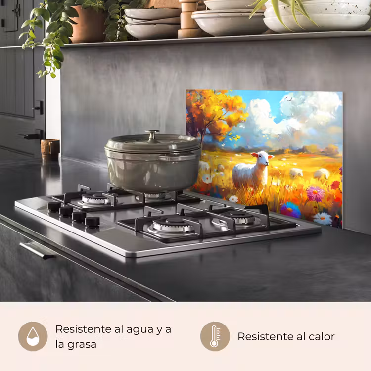 Salpicaderos de cocina - Ovejas - Pradera - Flores — 2
