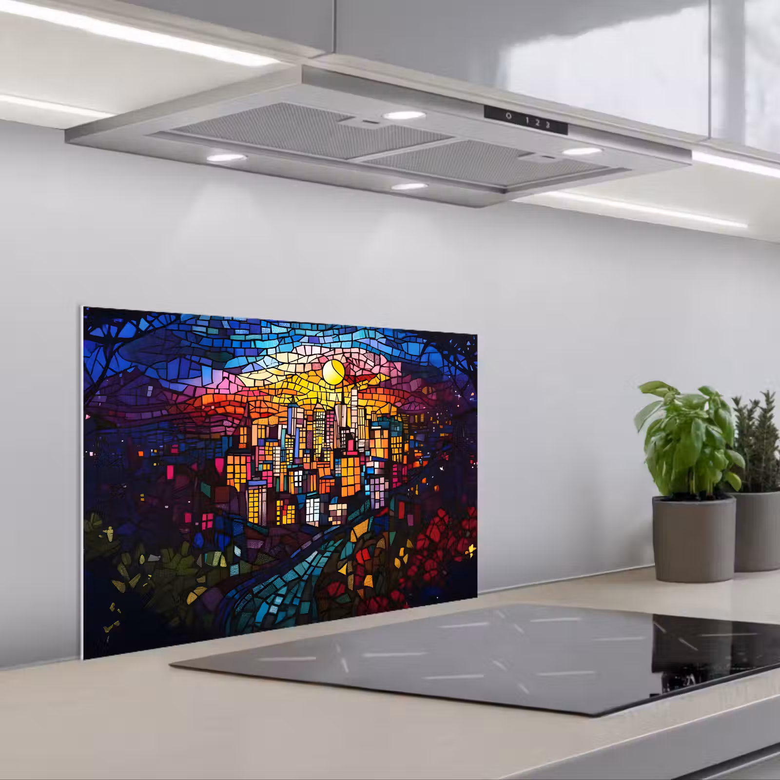 Salpicaderos de cocina - Ciudad - Luna - Mosaico - Colorido — 1