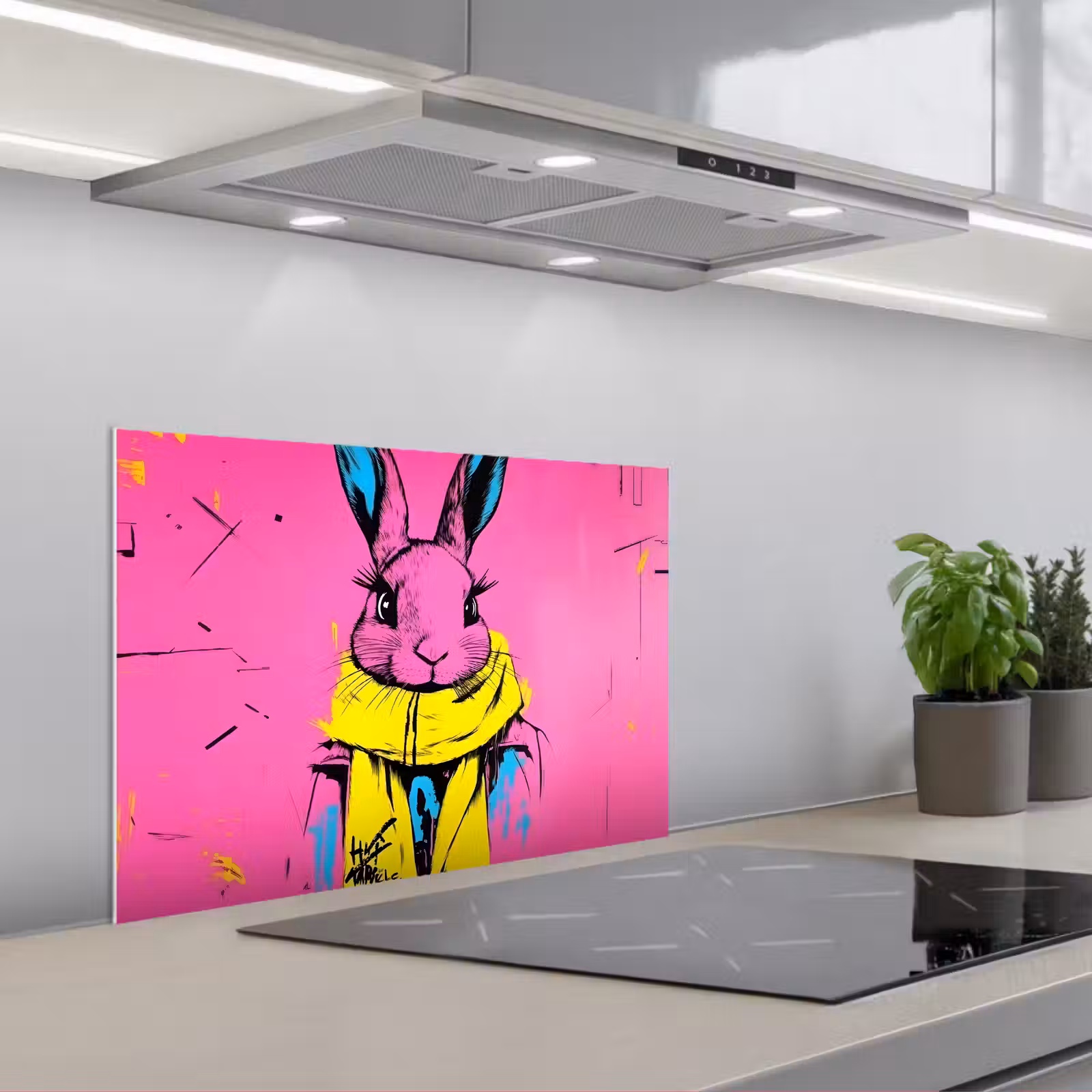 Salpicaderos de cocina - Conejo - Rosa vivo - Bufanda - Abstracto — 1