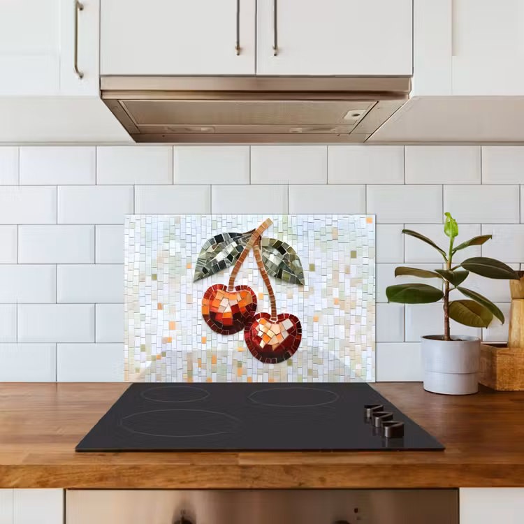 Salpicaderos de cocina - Cerezo - Rojo - Mosaico - Hojas — 3