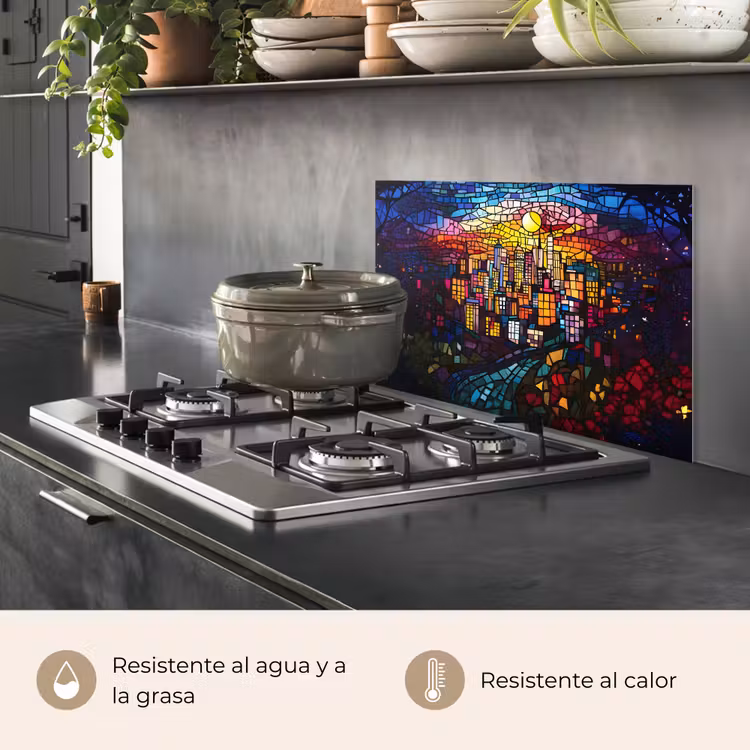 Salpicaderos de cocina - Ciudad - Luna - Mosaico - Colorido — 2
