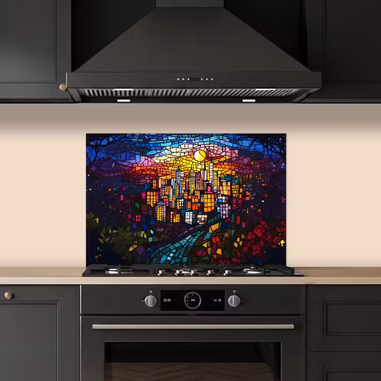 Salpicaderos de cocina - Ciudad - Luna - Mosaico - Colorido — 5