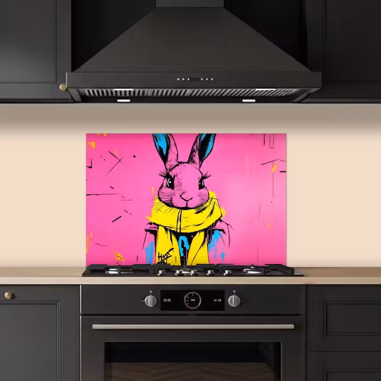 Salpicaderos de cocina - Conejo - Rosa vivo - Bufanda - Abstracto — 5