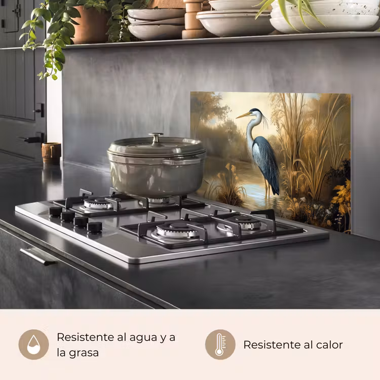 Salpicaderos de cocina - Garza - Agua - Plantas — 2