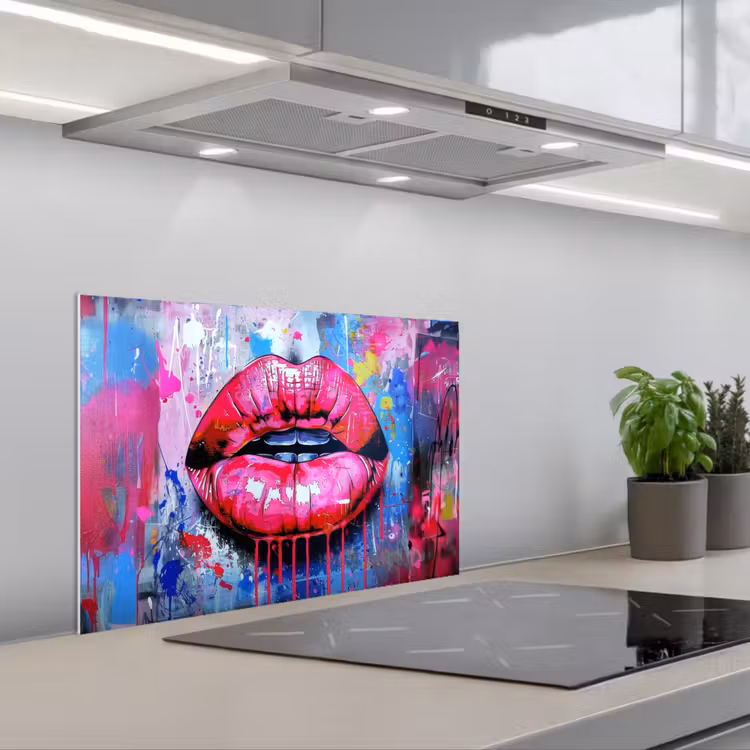 Salpicaderos de cocina - Graffiti - Labios - Rosa vivo - Pintados — 1