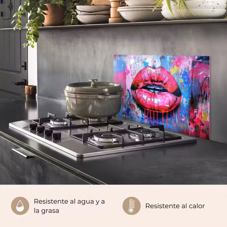 Salpicaderos de cocina - Graffiti - Labios - Rosa vivo - Pintados — 2