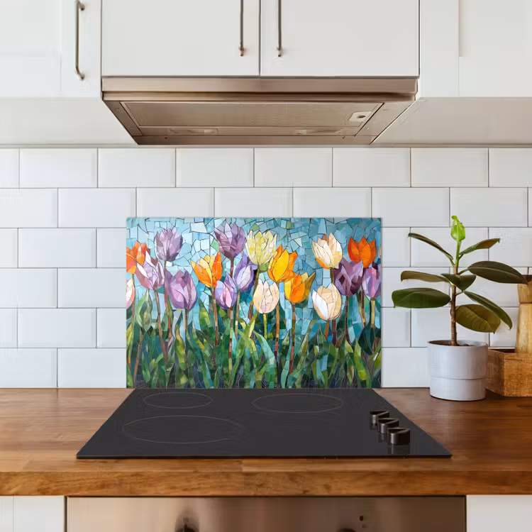 Salpicaderos de cocina - Mosaico - Campo - Tulipanes - Colorido — 3