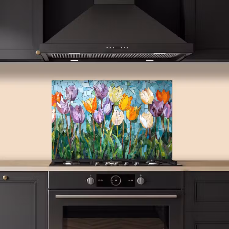 Salpicaderos de cocina - Mosaico - Campo - Tulipanes - Colorido — 5