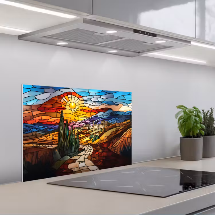 Salpicaderos de cocina - Mosaico - Sol - Paisaje - Pueblo — 1