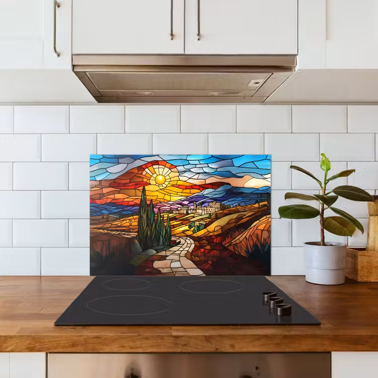 Salpicaderos de cocina - Mosaico - Sol - Paisaje - Pueblo — 3