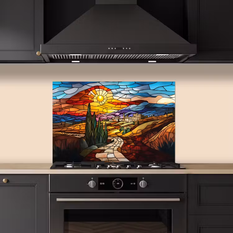 Salpicaderos de cocina - Mosaico - Sol - Paisaje - Pueblo — 5