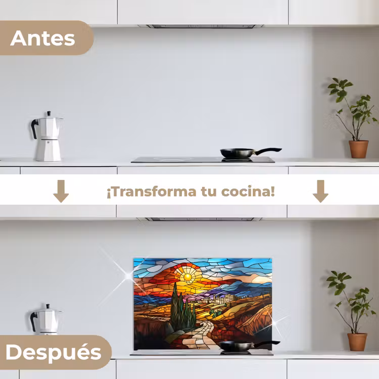 Salpicaderos de cocina - Mosaico - Sol - Paisaje - Pueblo — 7