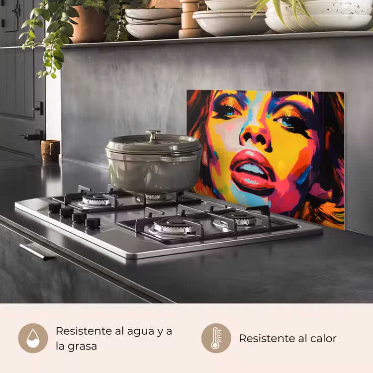 Salpicaderos de cocina - Mujer - Rostro - Colorido — 2
