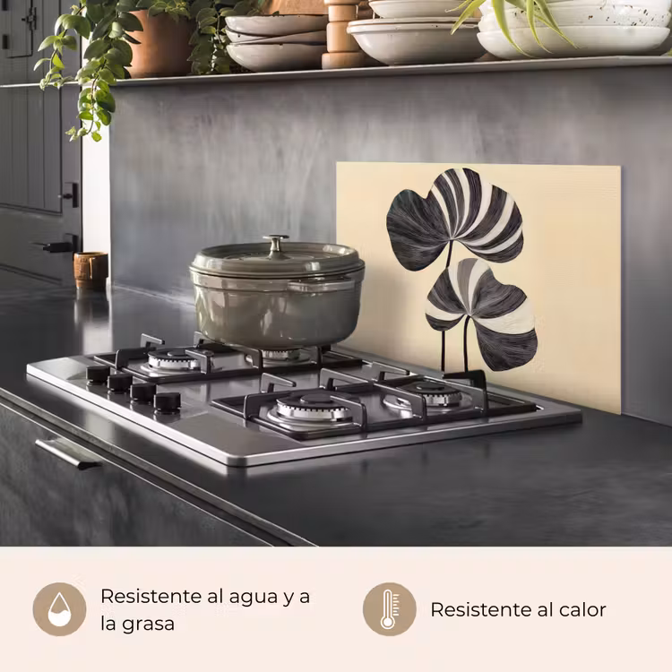 Salpicaderos de cocina - Negro - Hojas - Rayas - Minimalista — 2