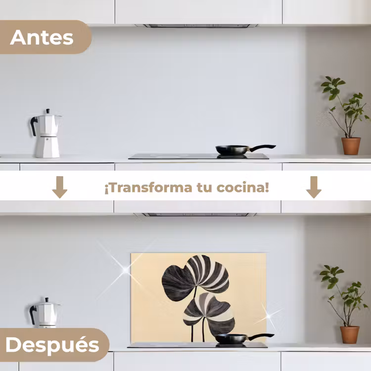 Salpicaderos de cocina - Negro - Hojas - Rayas - Minimalista — 7