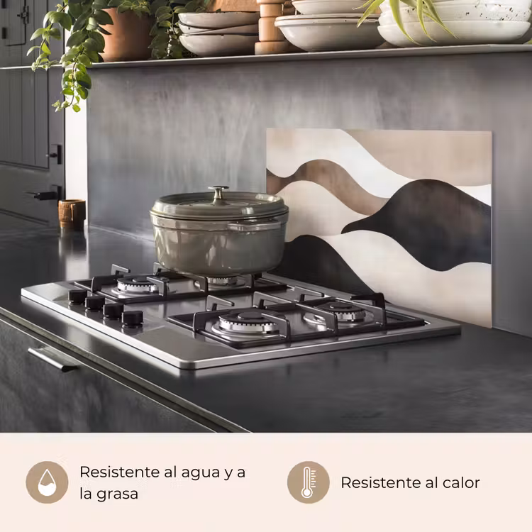 Salpicaderos de cocina - Olas - Abstracto - Beige — 2